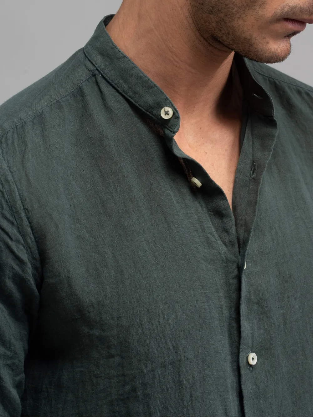 Camicia uomo di lino collo coreano
