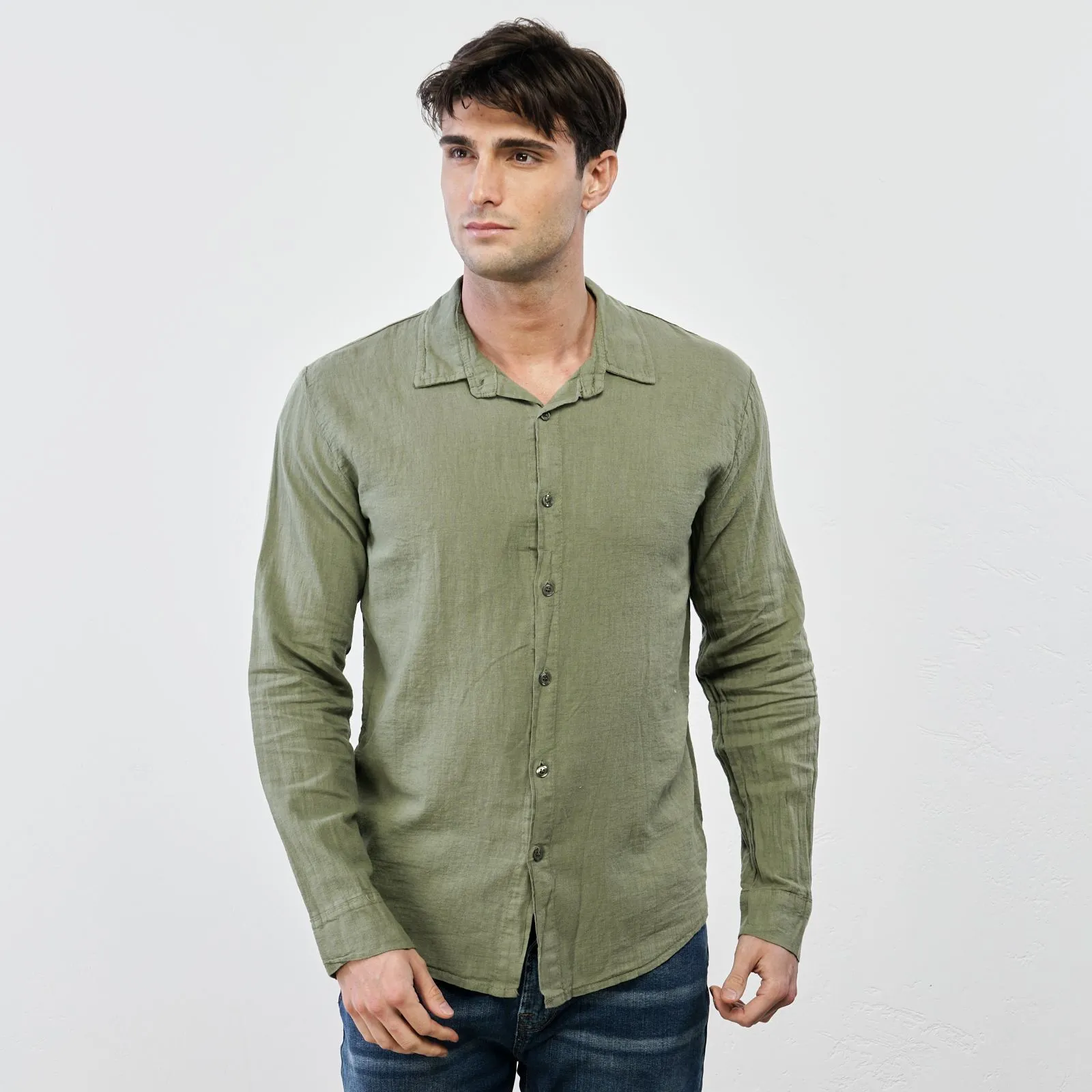 Camicia verde in lino