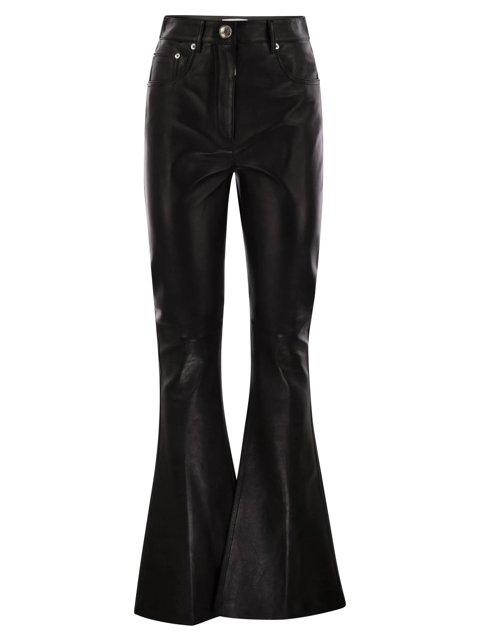 CANOA – Nappa leather 5-pocket flare trousers