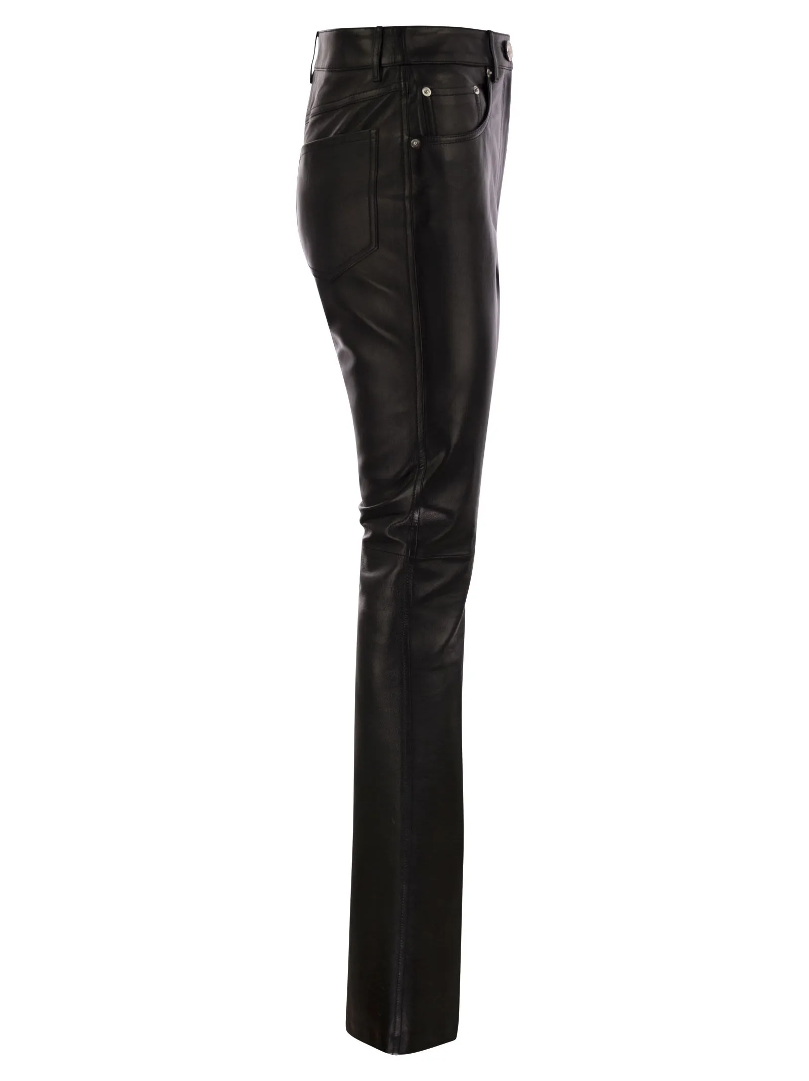 CANOA – Nappa leather 5-pocket flare trousers