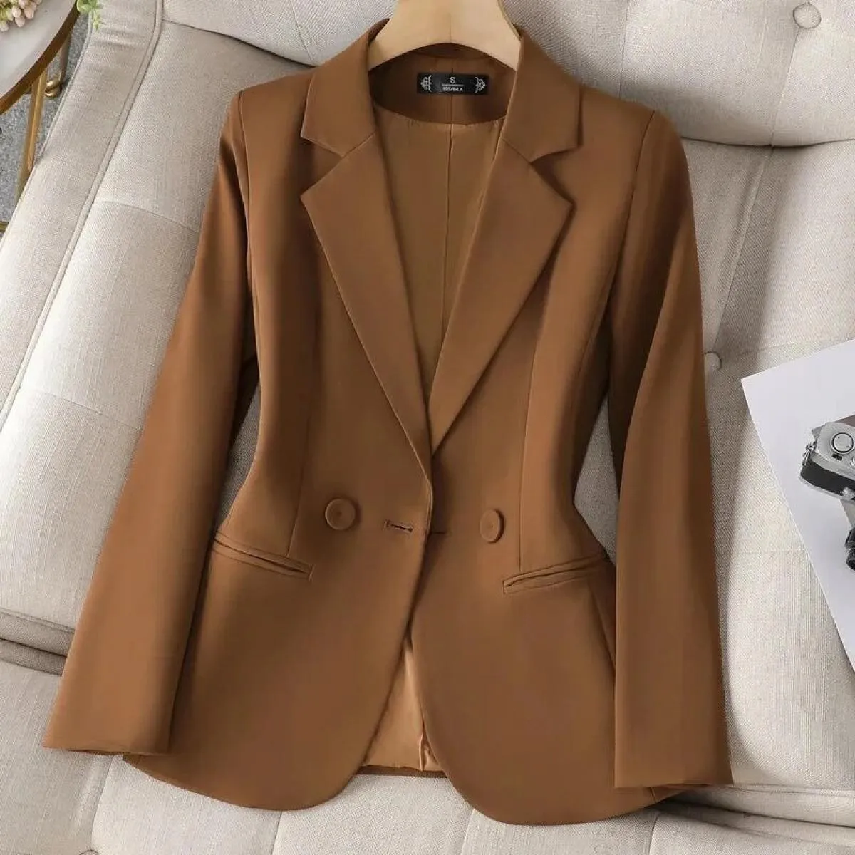 Cappotto blazer formale da donna nero kaki Giacca da donna a maniche lunghe Giacca da ufficio da donna Abbigliamento da lavoro P