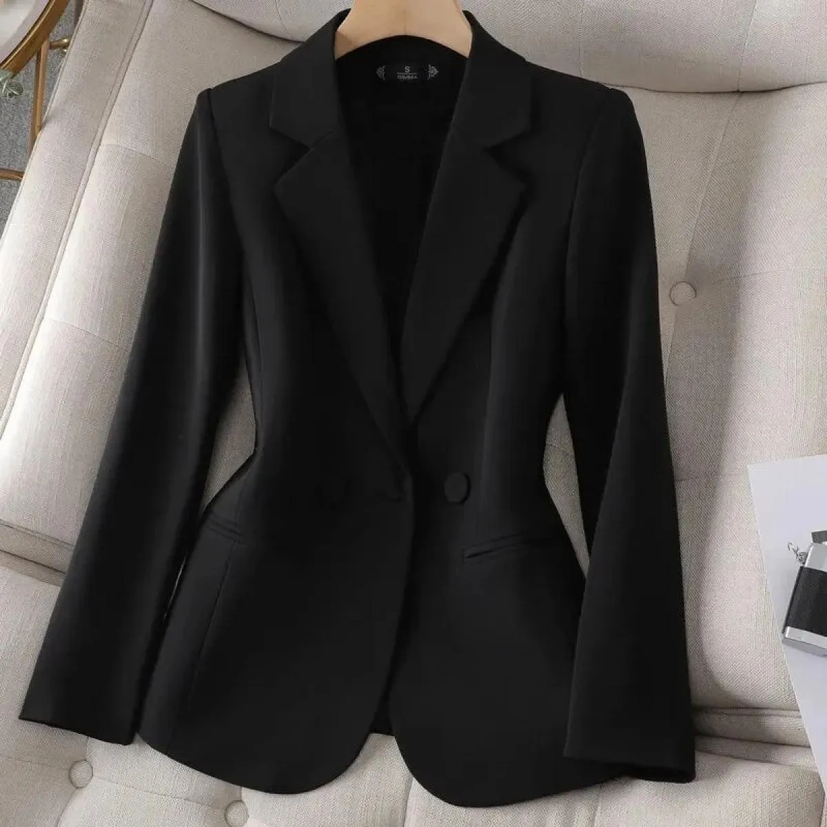 Cappotto blazer formale da donna nero kaki Giacca da donna a maniche lunghe Giacca da ufficio da donna Abbigliamento da lavoro P