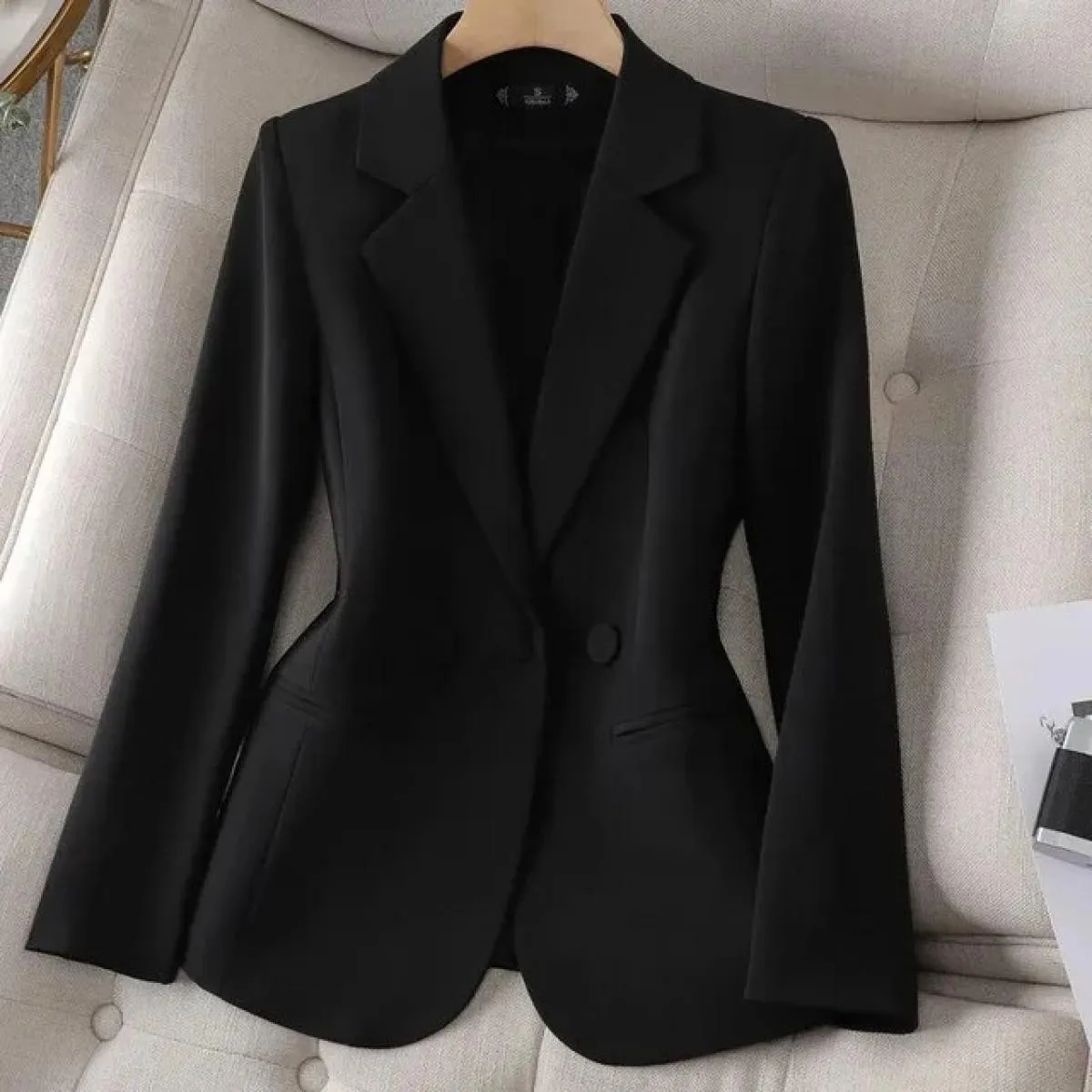 Cappotto blazer formale da donna nero kaki Giacca da donna a maniche lunghe Giacca da ufficio da donna Abbigliamento da lavoro P