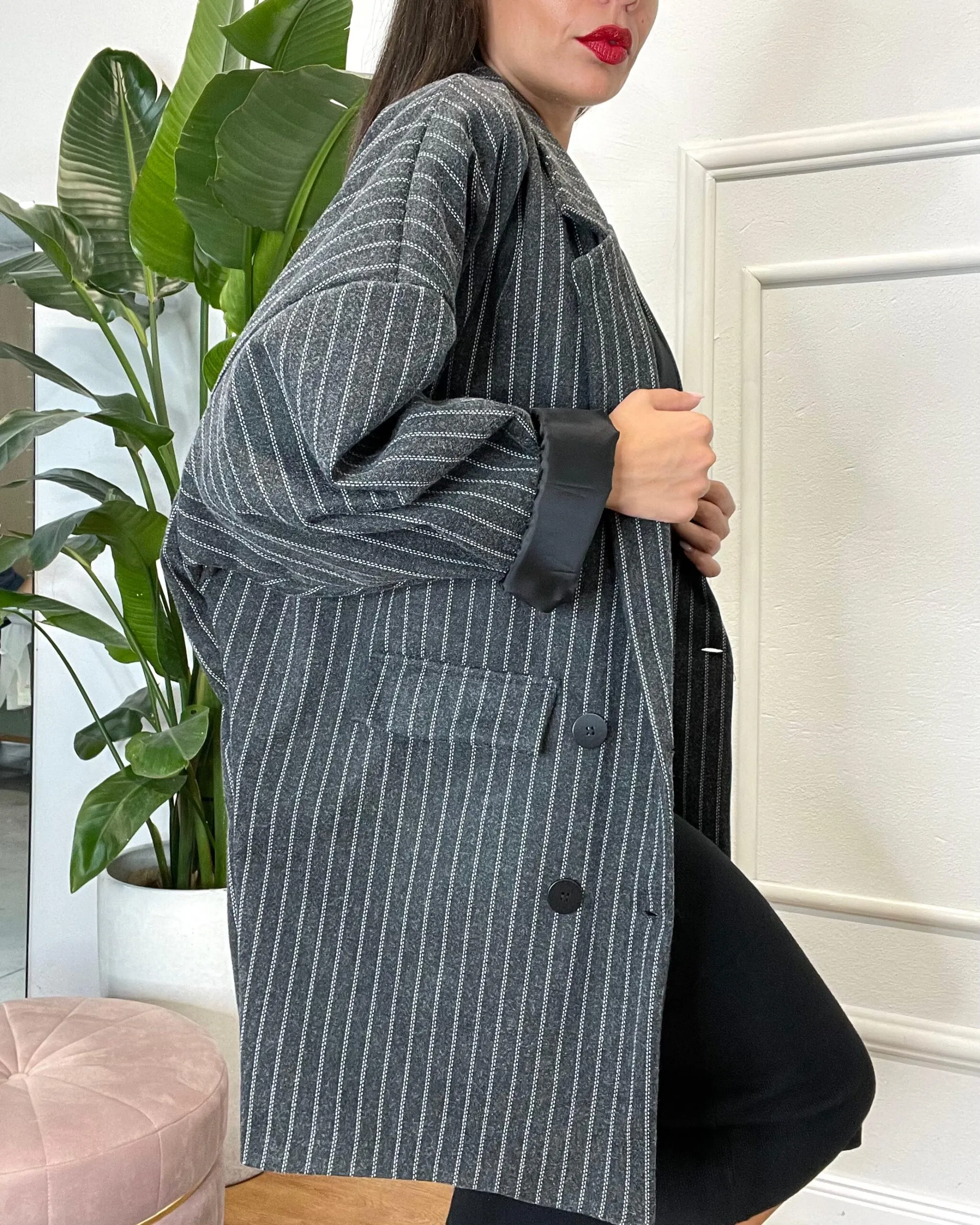 CAPPOTTO IN PANNO GESSATO 369 grigio