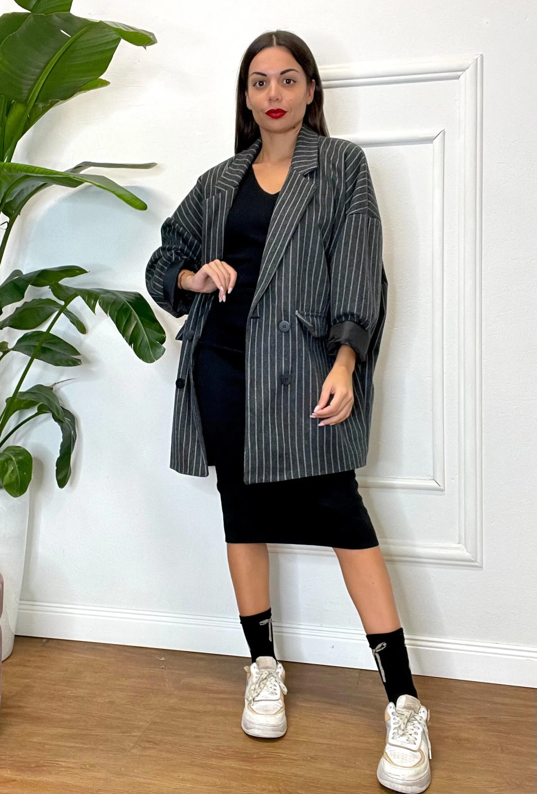 CAPPOTTO IN PANNO GESSATO 369 grigio