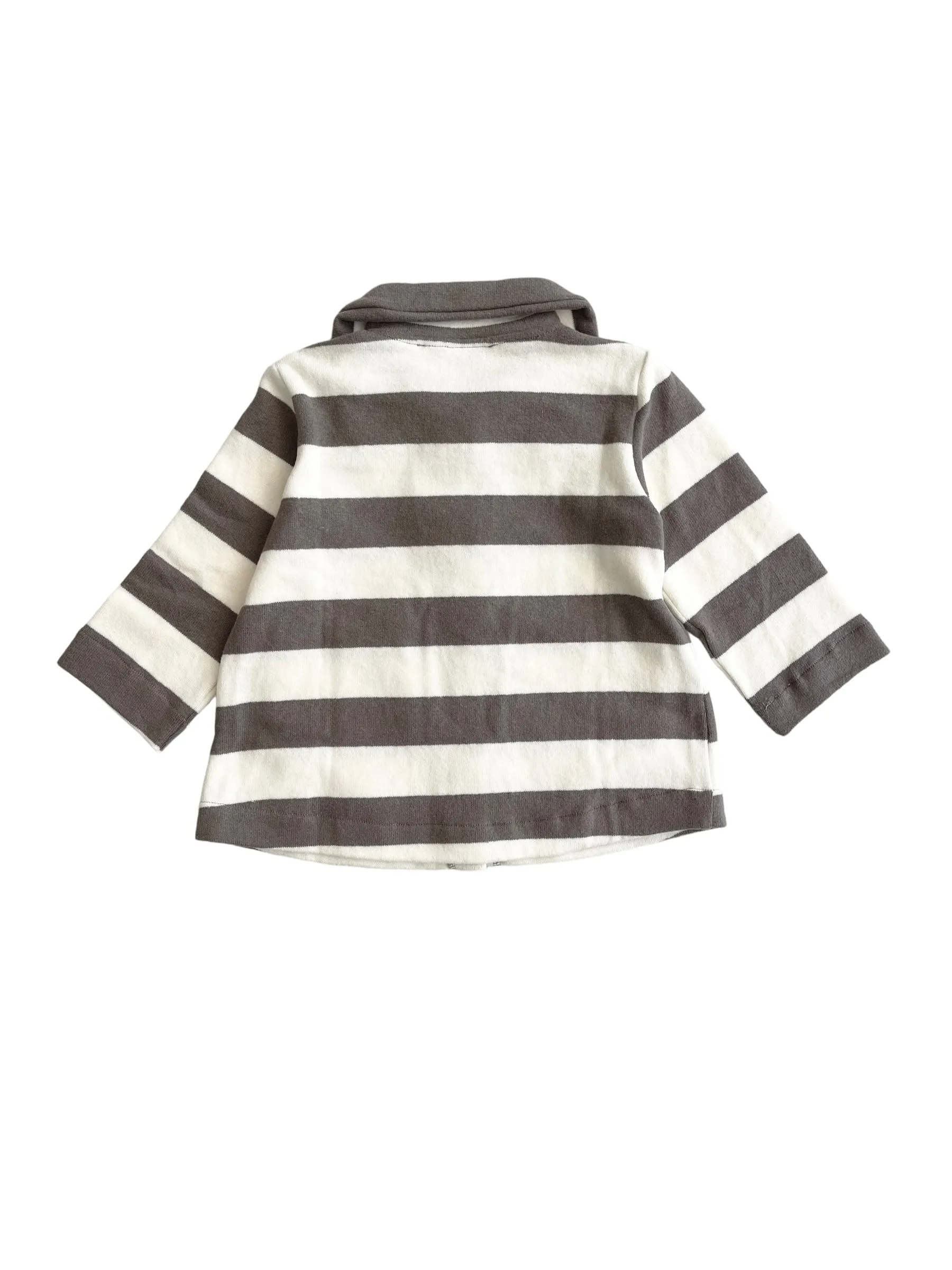 Cardigan a righe latte e tortora per neonato e bambino