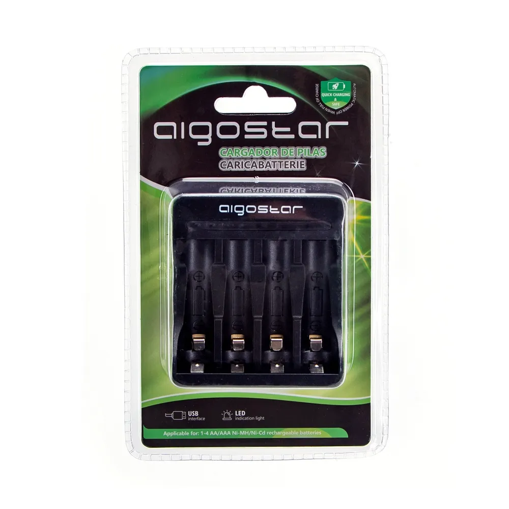 Caricabatteria Rapido a 4 slot per stilo (AA) e ministilo (AAA) colore nero