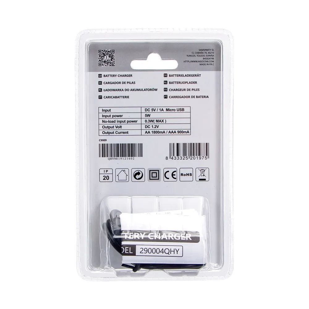Caricabatteria Rapido a 4 slot per stilo (AA) e ministilo (AAA) colore nero