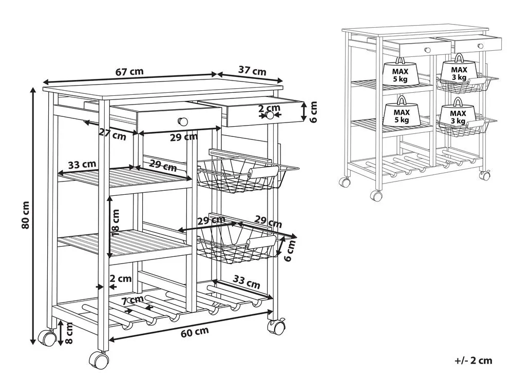 Carrello portavivande MORINO Legno di bambù Marrone chiaro