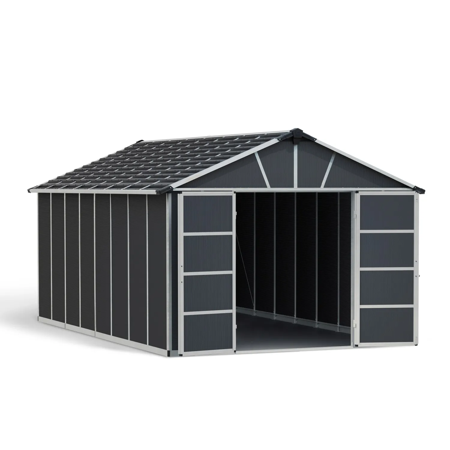 Casetta da giardino in metallo Palram Yukon antracite sp 10 mm H252xL519xP332 cm