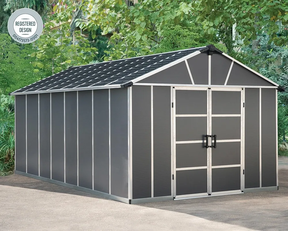 Casetta da giardino in metallo Palram Yukon antracite sp 10 mm H252xL519xP332 cm