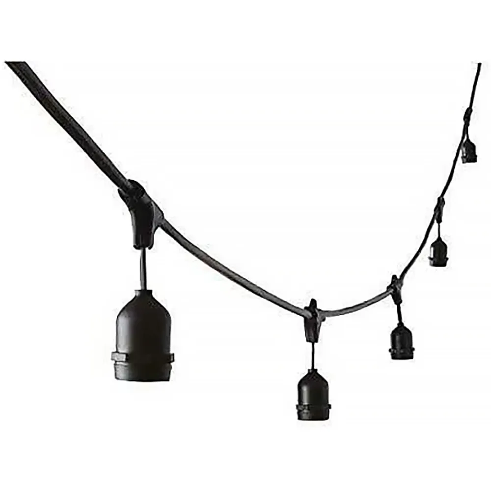 Catena di luci pendente 10 metri per 10 lampadine E27 IP54 Nera Wisdom