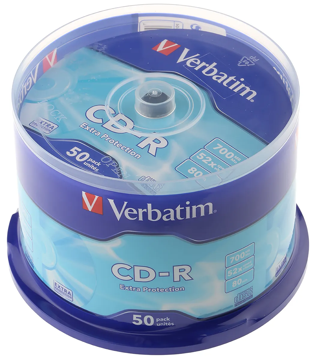 CD vergine Verbatim 700 MB 52X, CD-R, confezione 50