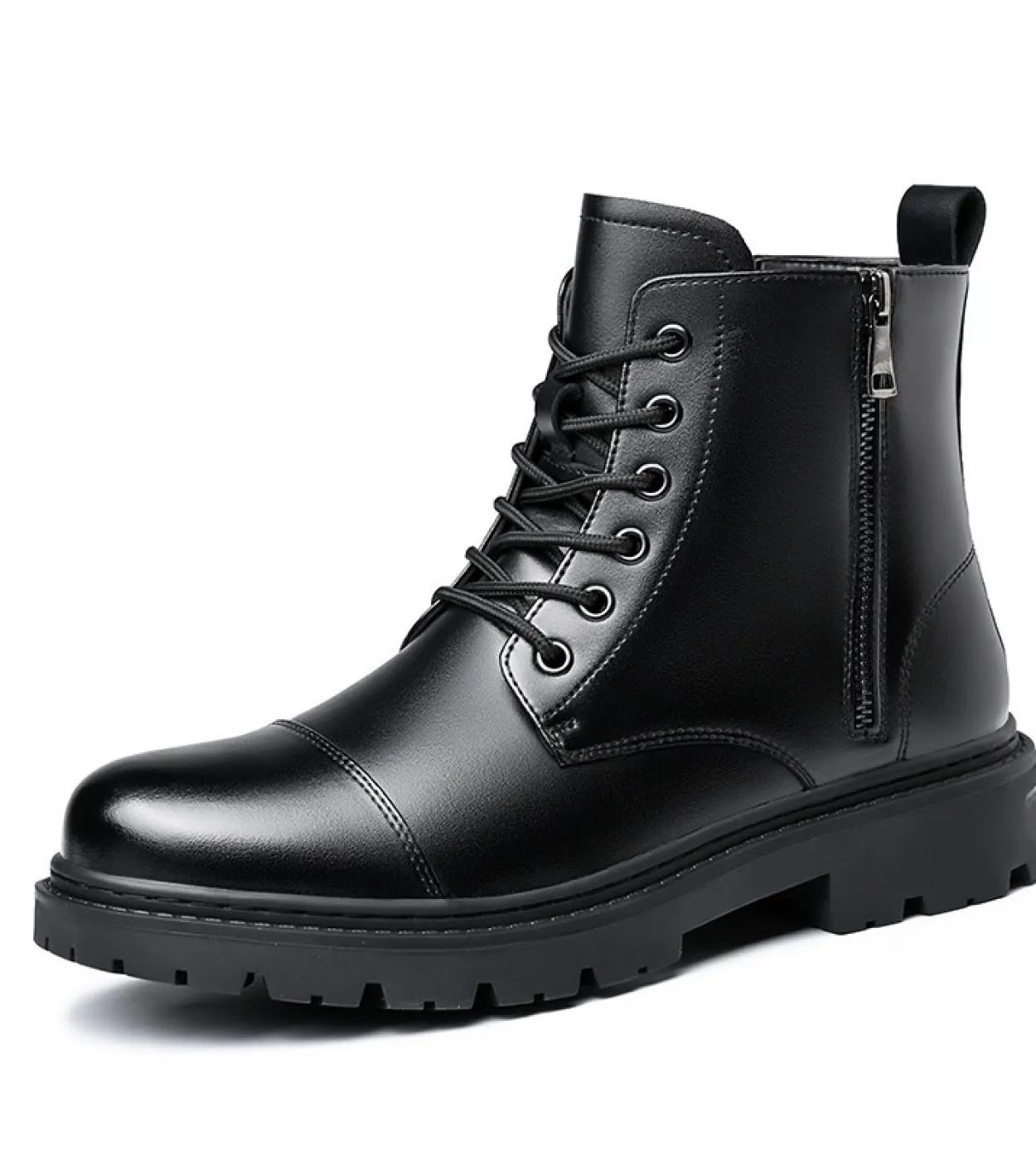 Cerniera Stivali da moto da uomo British High Top Mens Matin Booties Suola spessa Solid Scarpe casual da uomo allapertomotocicl
