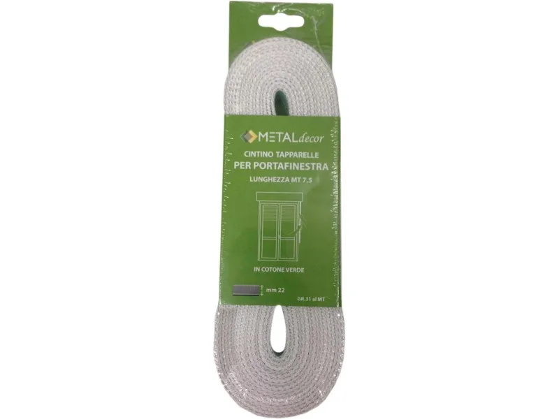 Cintino tapparella per portafinestra in cotone verde 22 mm x 7,5mt 31 gr