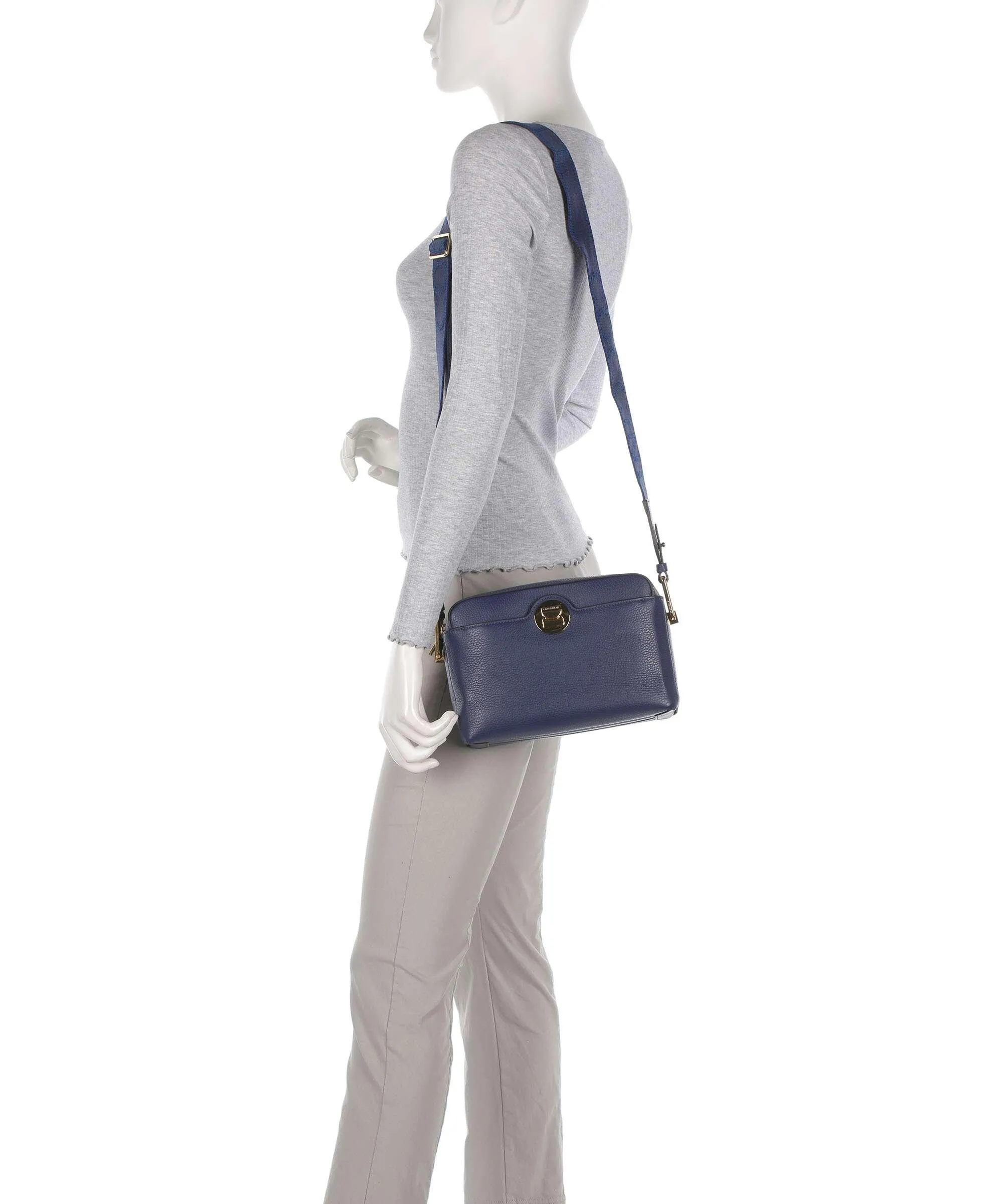  Coccinelle Liya Signature Borsa a tracolla pelle granulata blu scuro  