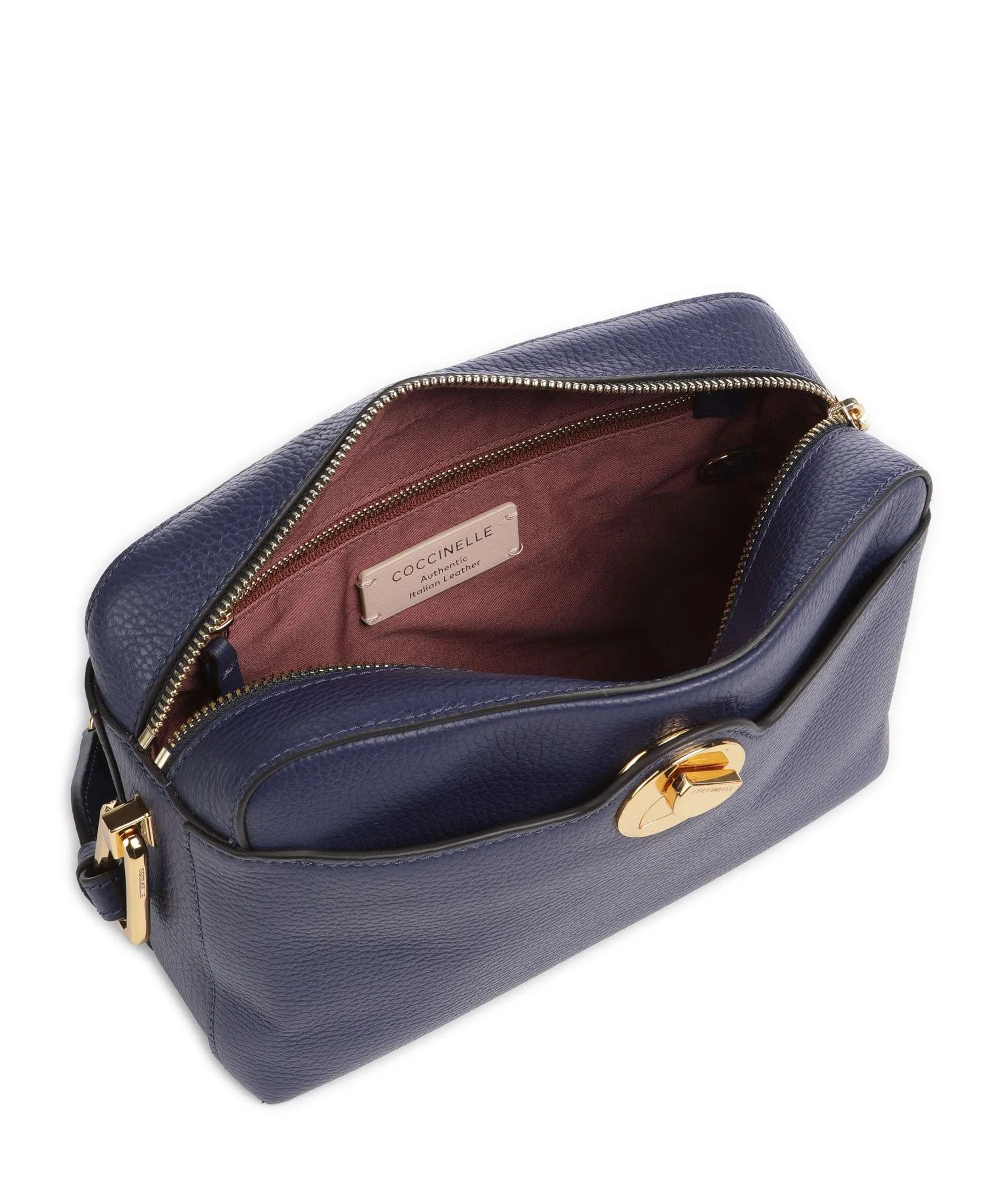  Coccinelle Liya Signature Borsa a tracolla pelle granulata blu scuro  