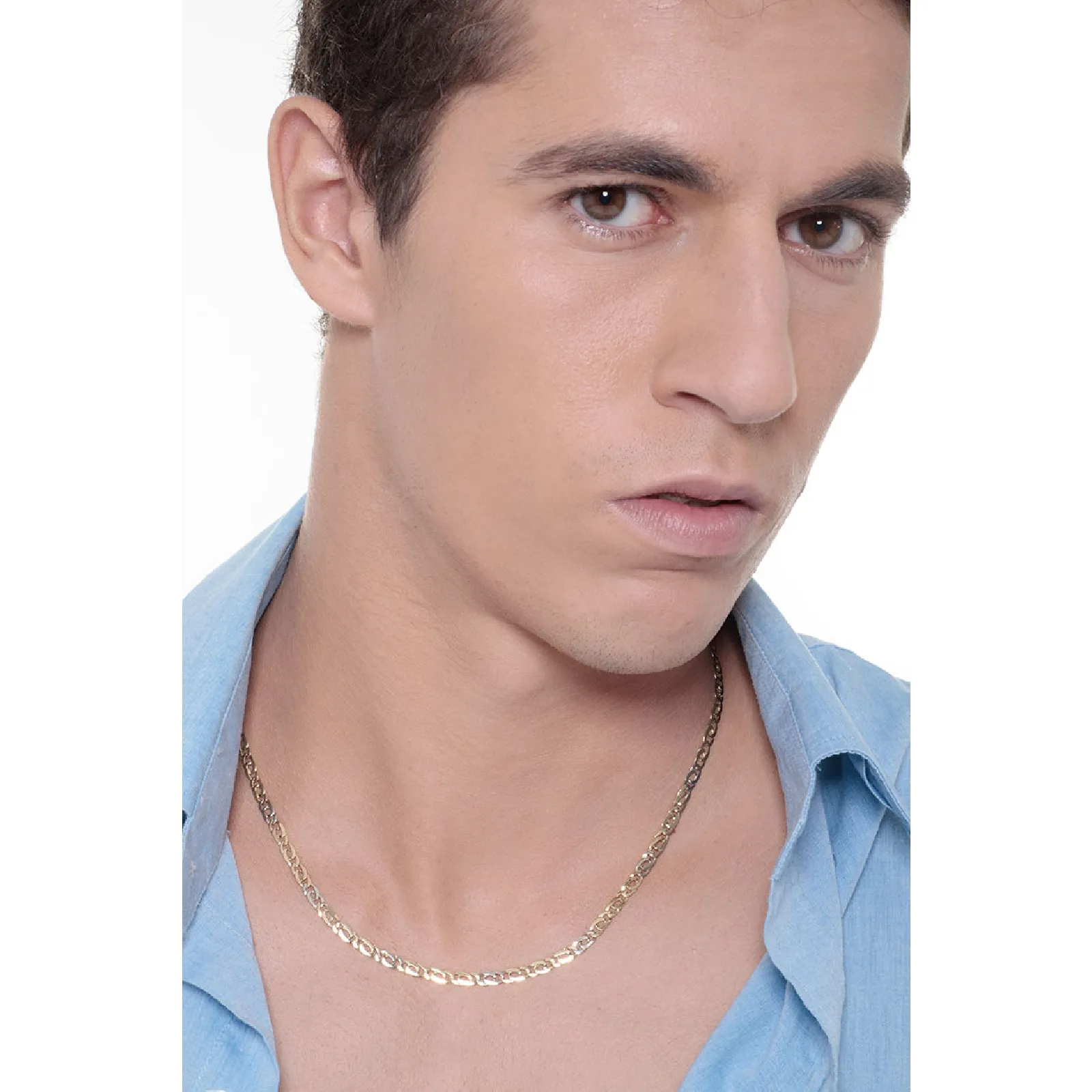 Collana in oro bianco e giallo 18k, cm 50