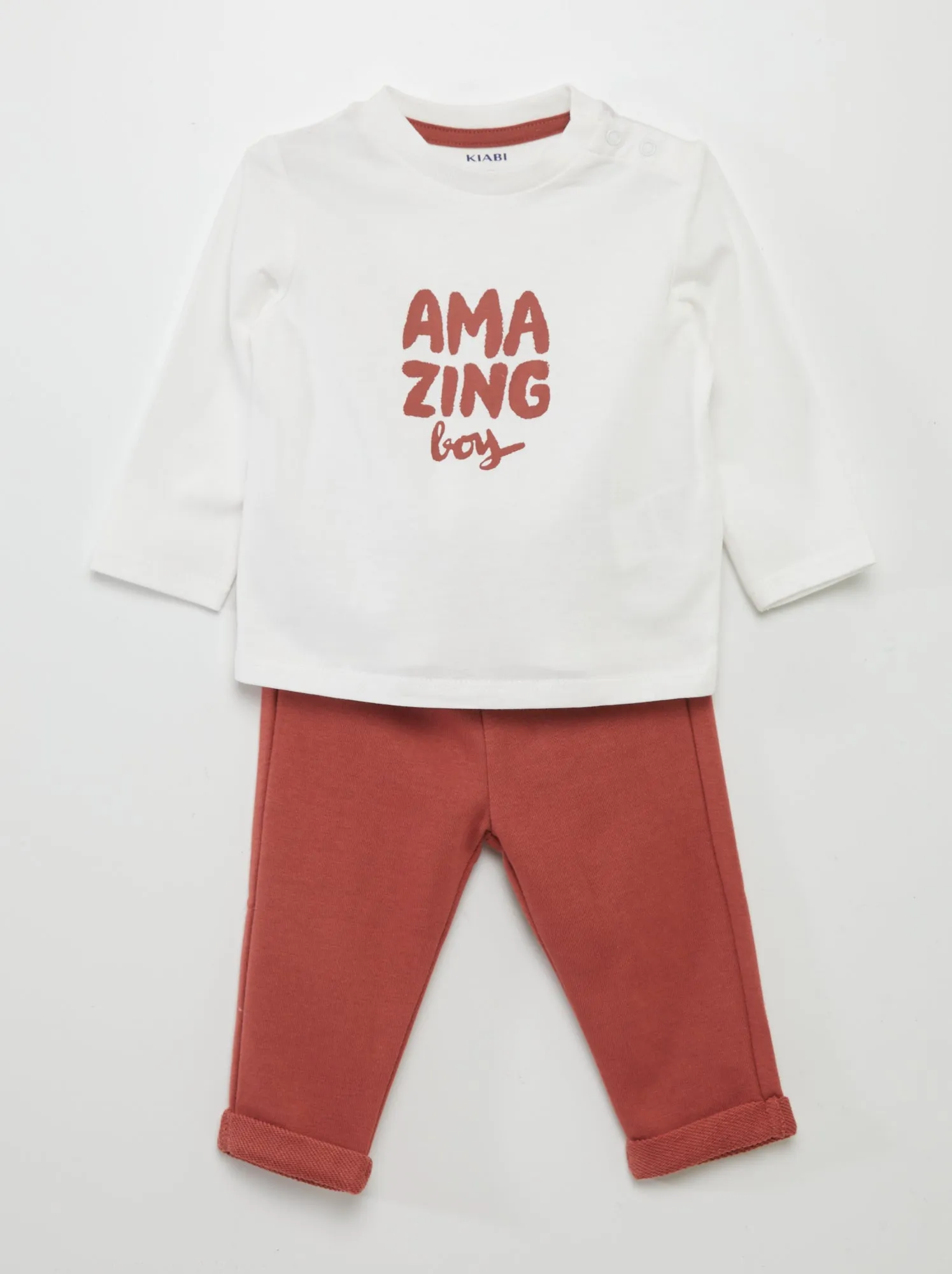 Completo t-shirt + pantaloni con stampa - BIANCO