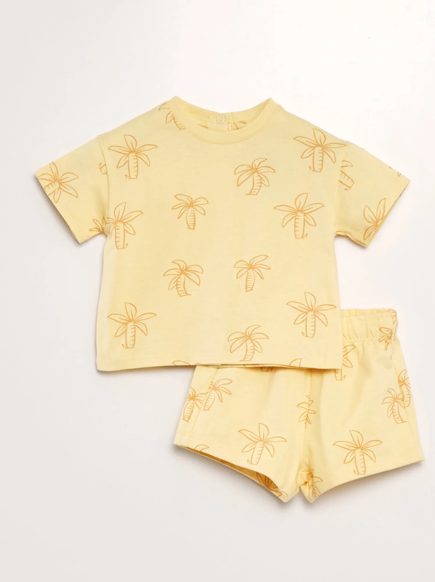 Completo t-shirt + shorts in french terry - 2 pezzi - GIALLO
