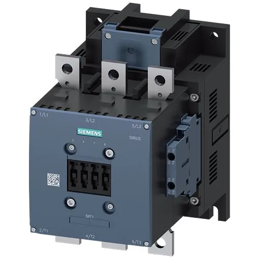 Contattore Siemens, serie 3RT1, 3 poli, 2 NA + 2 NC, 300 A, 160 kW, bobina 220 → 220 V
