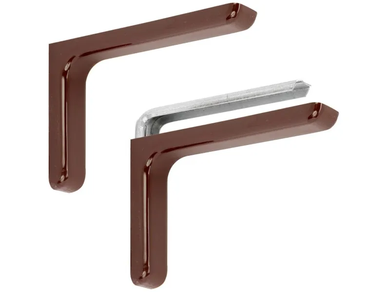 Coppia reggimensole in acciaio con cover marrone e tasselli mm 180x120x35
