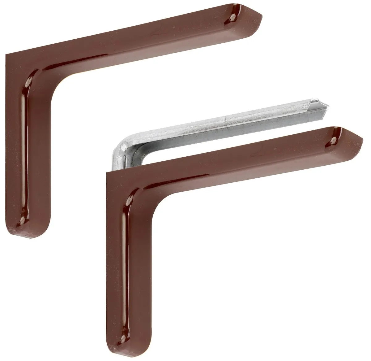 Coppia reggimensole in acciaio con cover marrone e tasselli mm 180x120x35