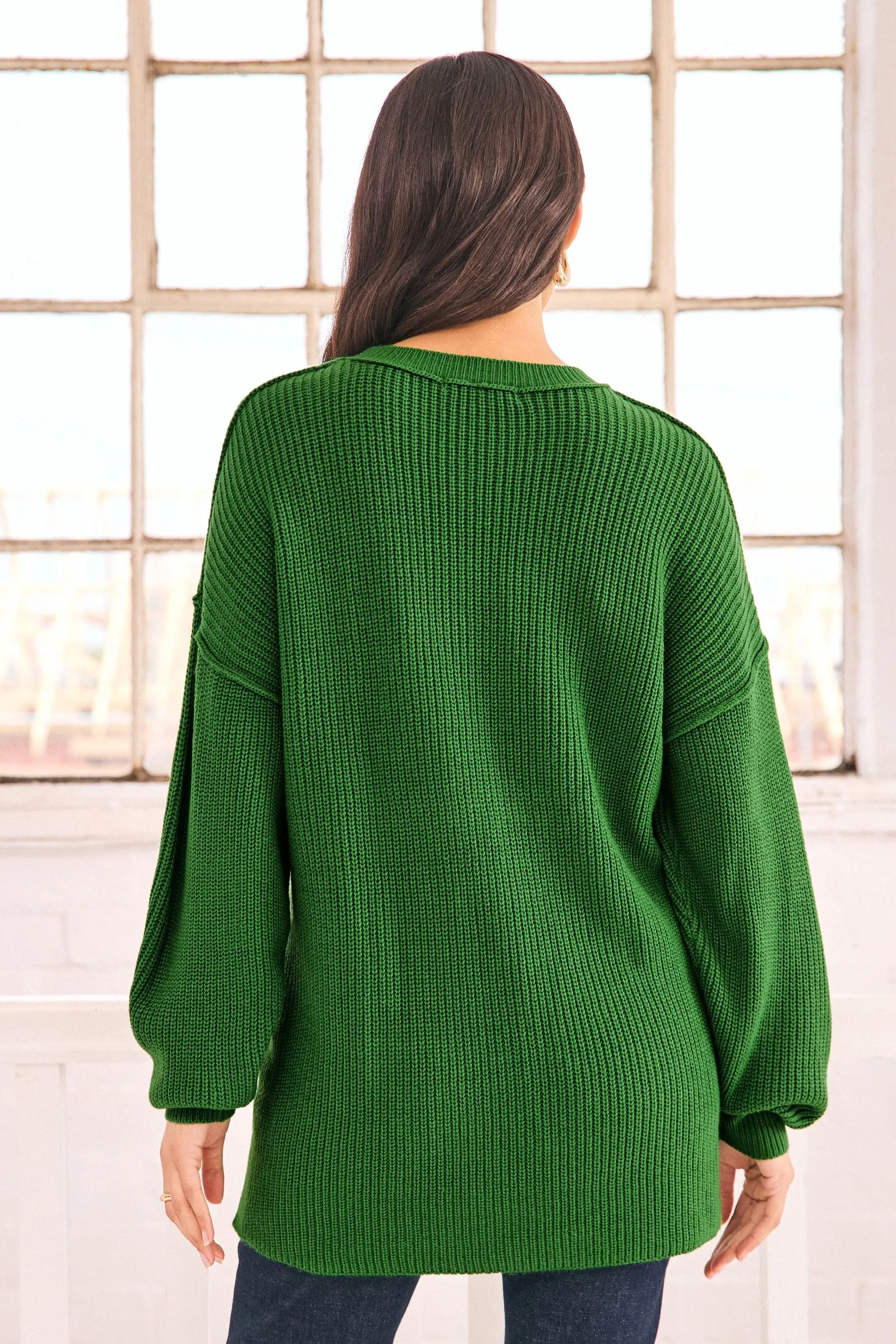 Cosy Crew Neck Longline Tunic Knitted Jumper    