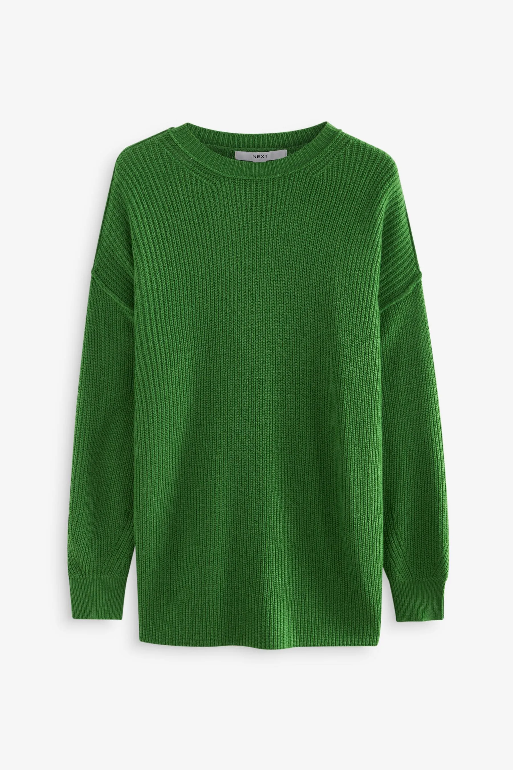 Cosy Crew Neck Longline Tunic Knitted Jumper    