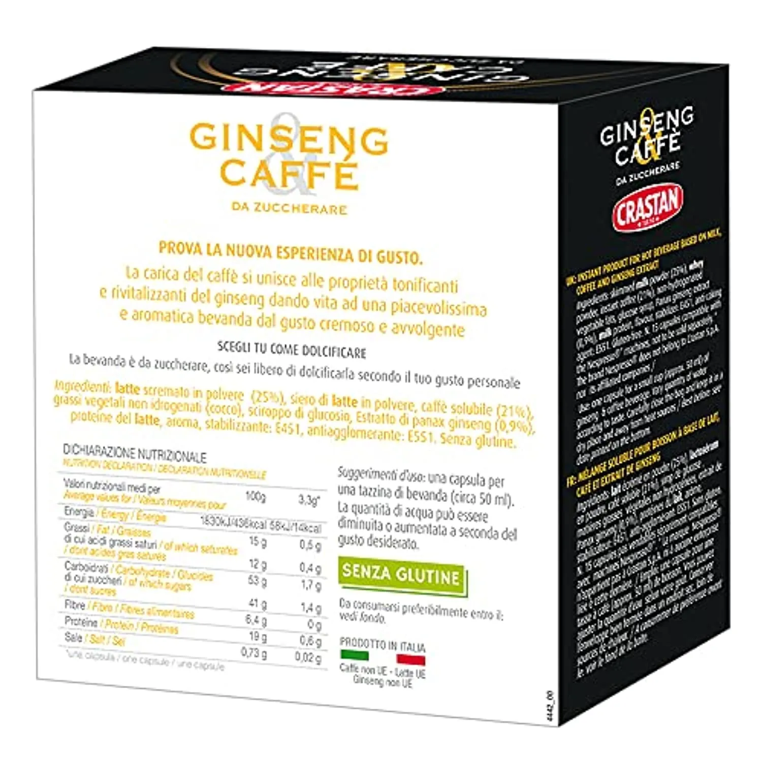 Crastan Capsule Compatibili Nespresso Ginseng, 15 Capsule