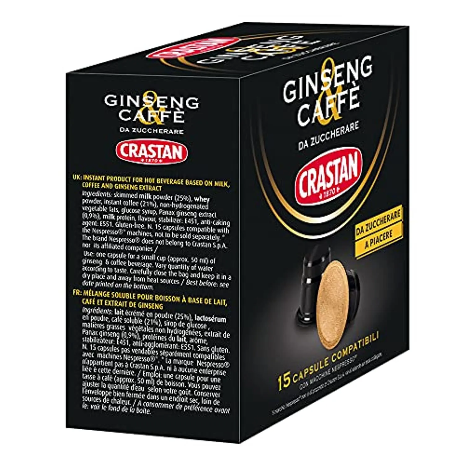 Crastan Capsule Compatibili Nespresso Ginseng, 15 Capsule