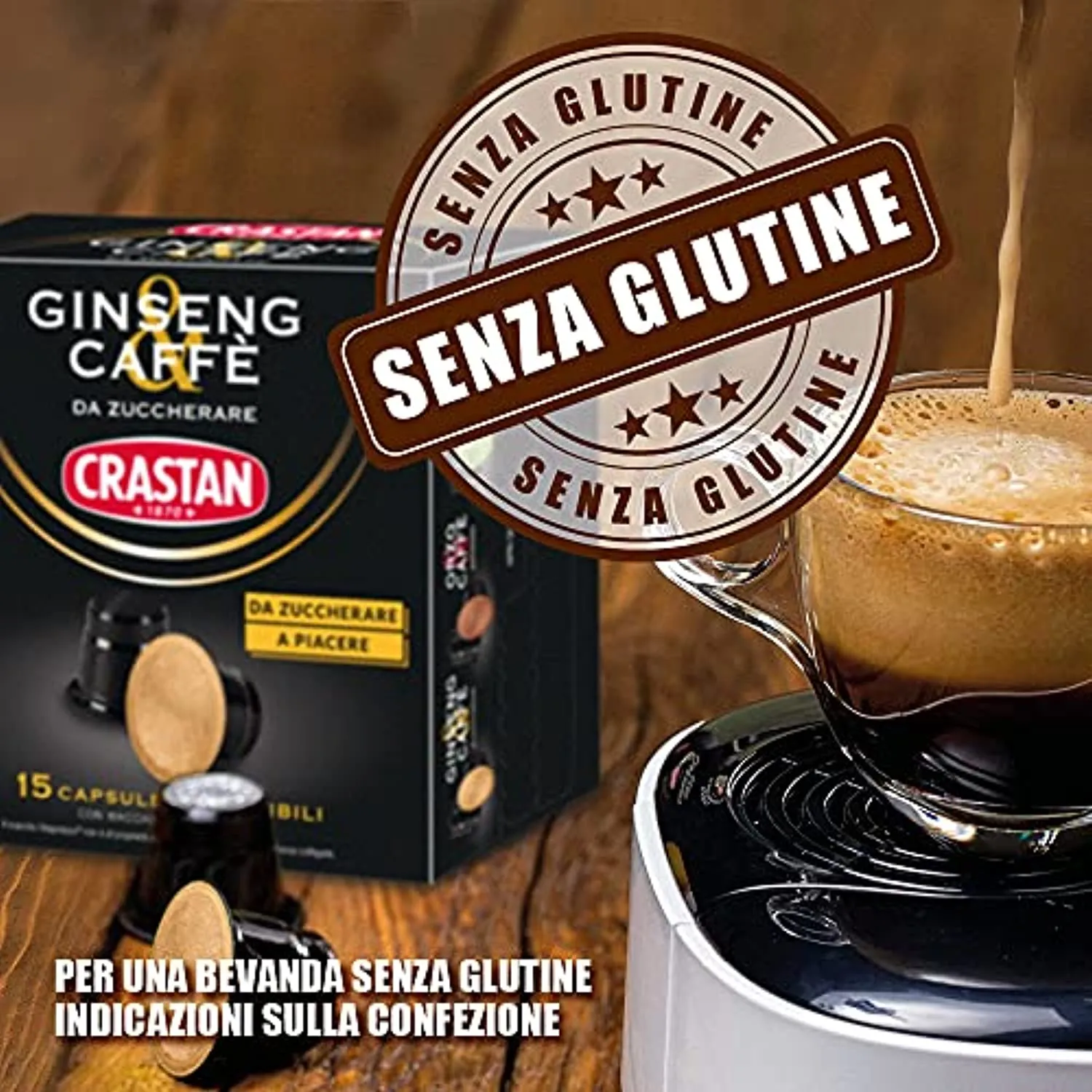 Crastan Capsule Compatibili Nespresso Ginseng, 15 Capsule
