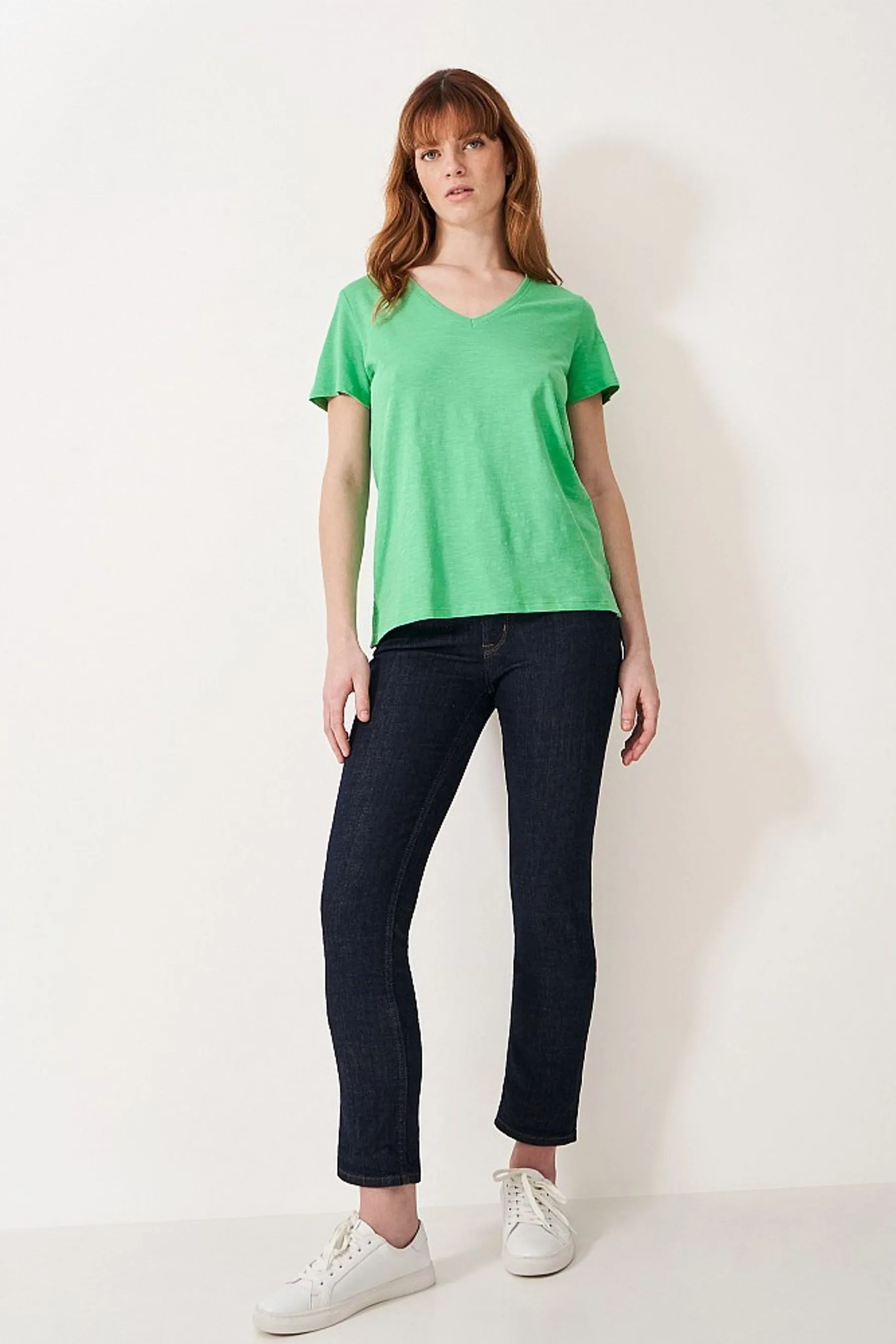 Crew Clothing 100% Cotone T Shirt Perfect Scollo a V Slub    