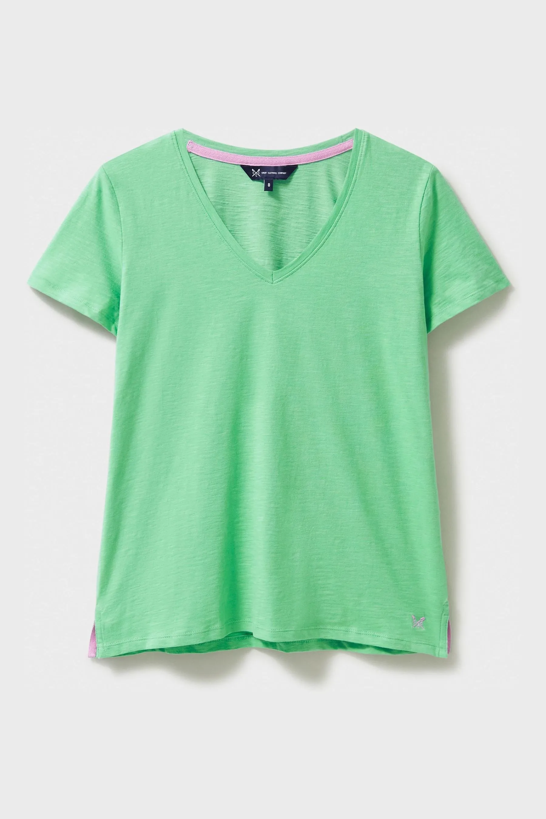 Crew Clothing 100% Cotone T Shirt Perfect Scollo a V Slub    