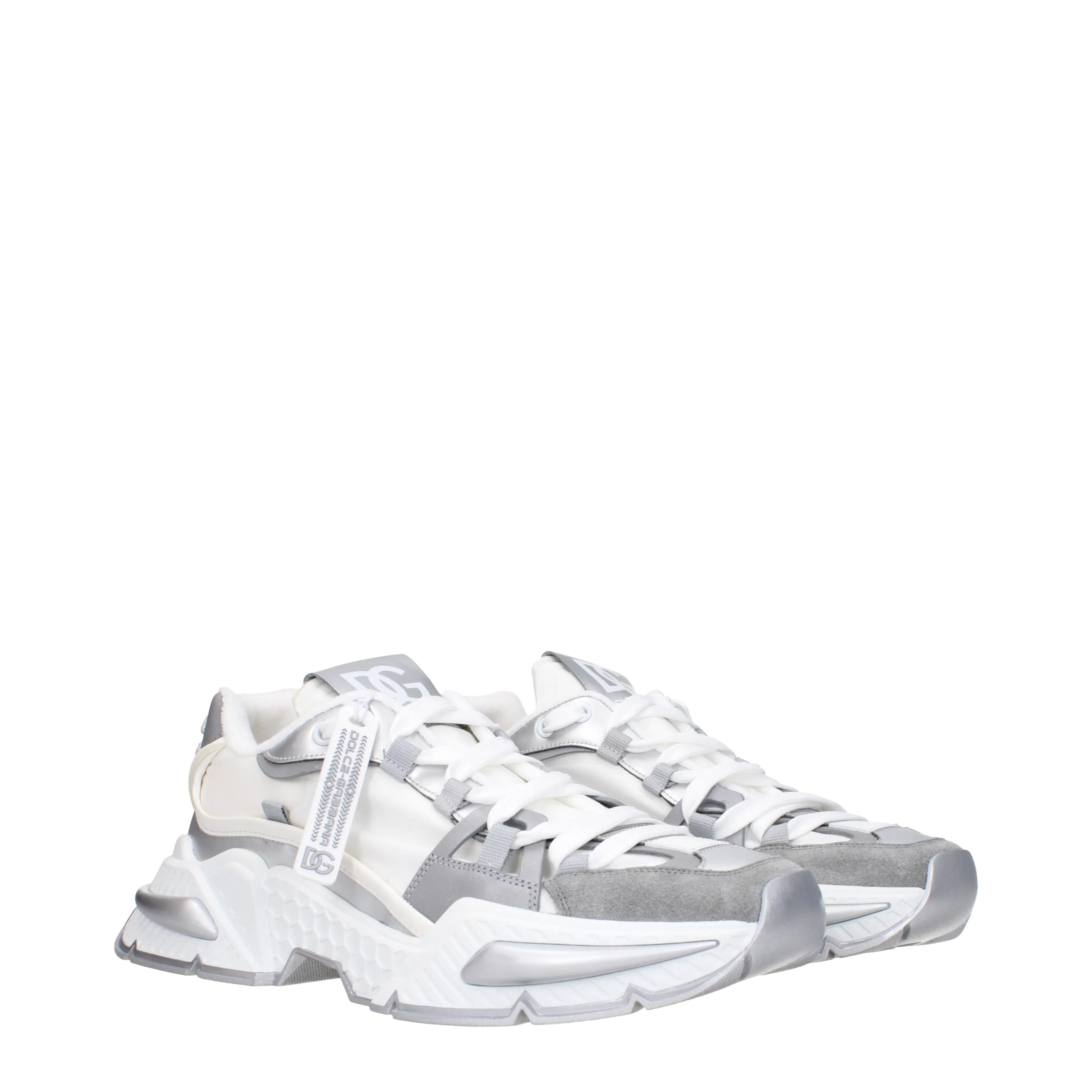 Dolce&Gabbana Sneakers Uomo Tessuto Argento