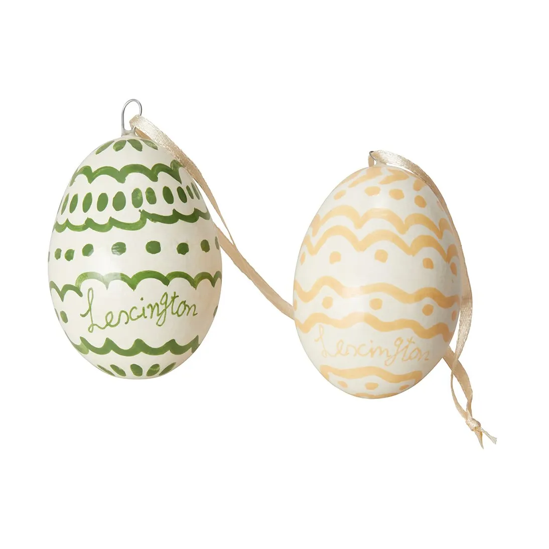 Easter Eggs in Papier Maché pendenti pasquali confezione da 2.jp{font-size:18px}Verde-giallo