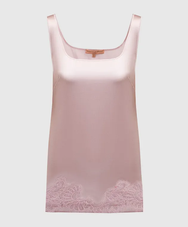 Ermanno Scervino Top del pigiama in seta rosa con pizzo D434L319RJK