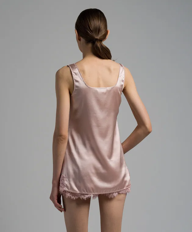 Ermanno Scervino Top del pigiama in seta rosa con pizzo D434L319RJK