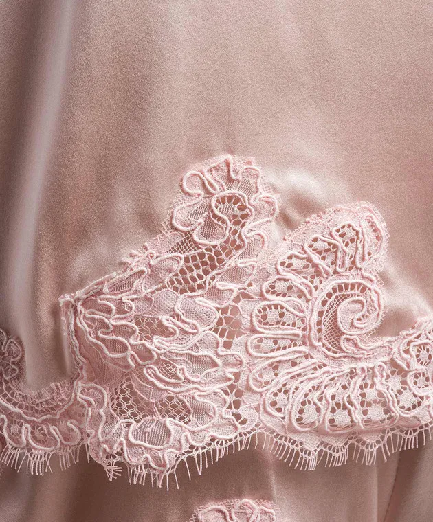 Ermanno Scervino Top del pigiama in seta rosa con pizzo D434L319RJK