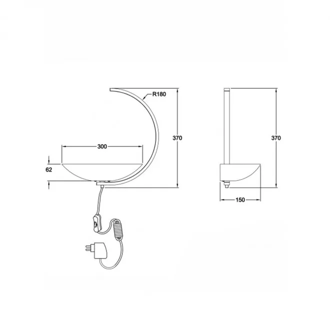 Fabas Luce Lampada da comodino a led con struttura in metallo e legno Roseg