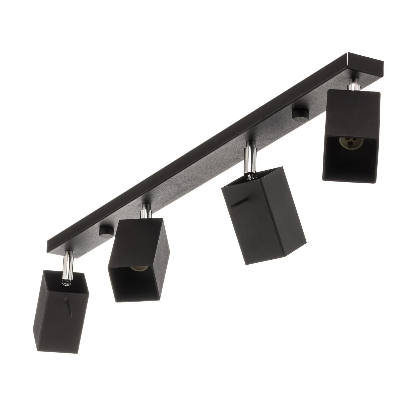 Faretto soffitto Square, nero, 4 luci lineare