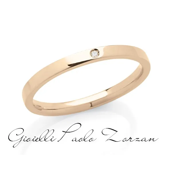 Fede Piatta Artlinea Classiche Oro Rosa con Diamante art. ADF174P-LR
