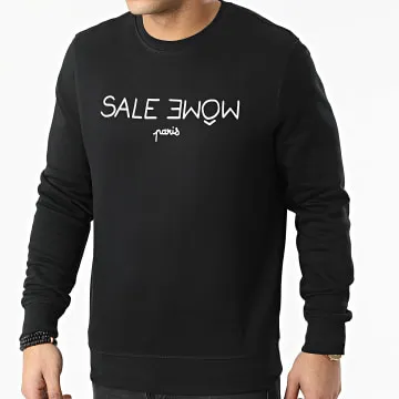 Felpa a girocollo bianco nero