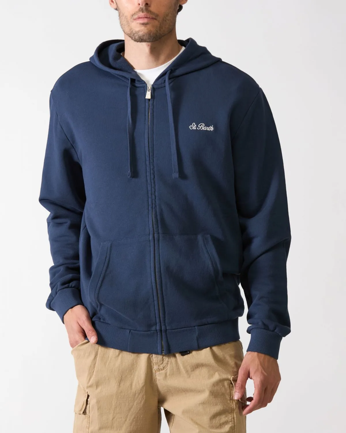 Felpa con cappuccio di colore blu