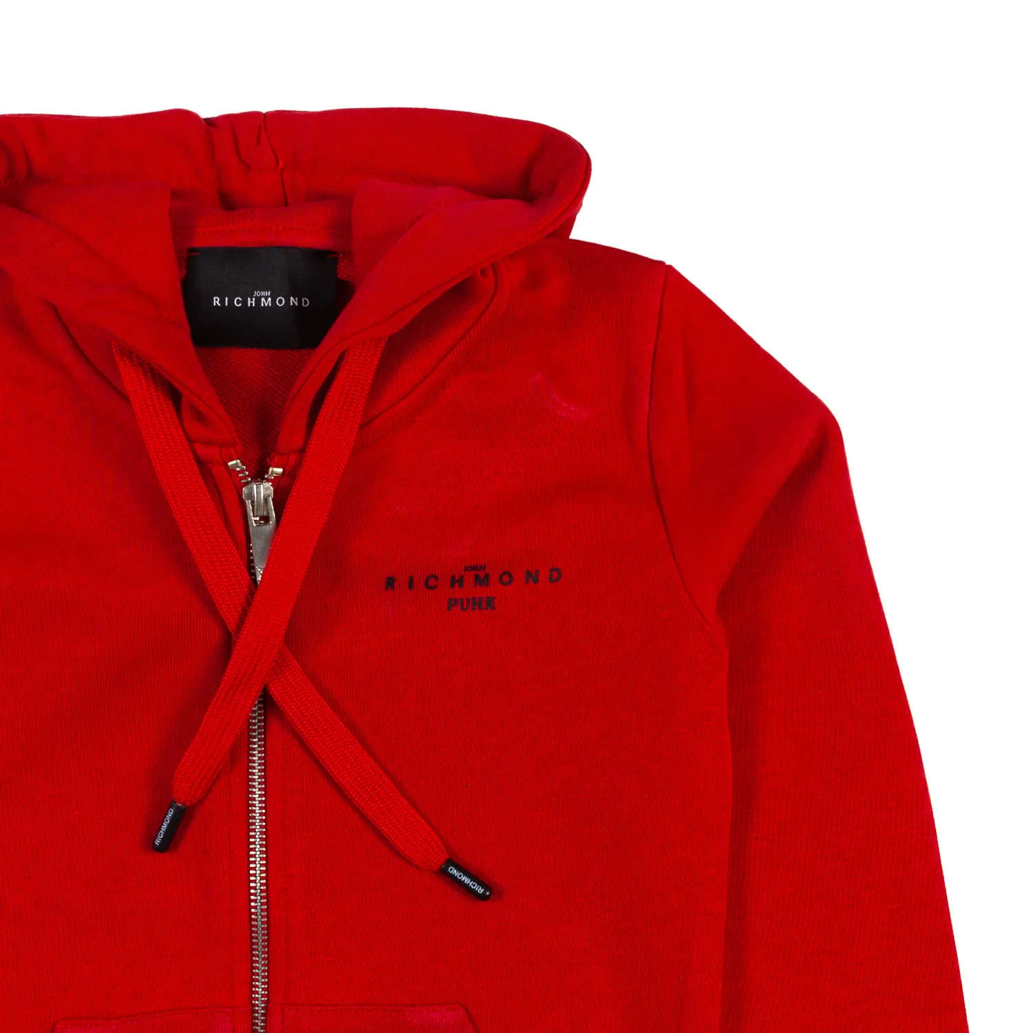 Felpa Rossa Con Cappuccio E Logo