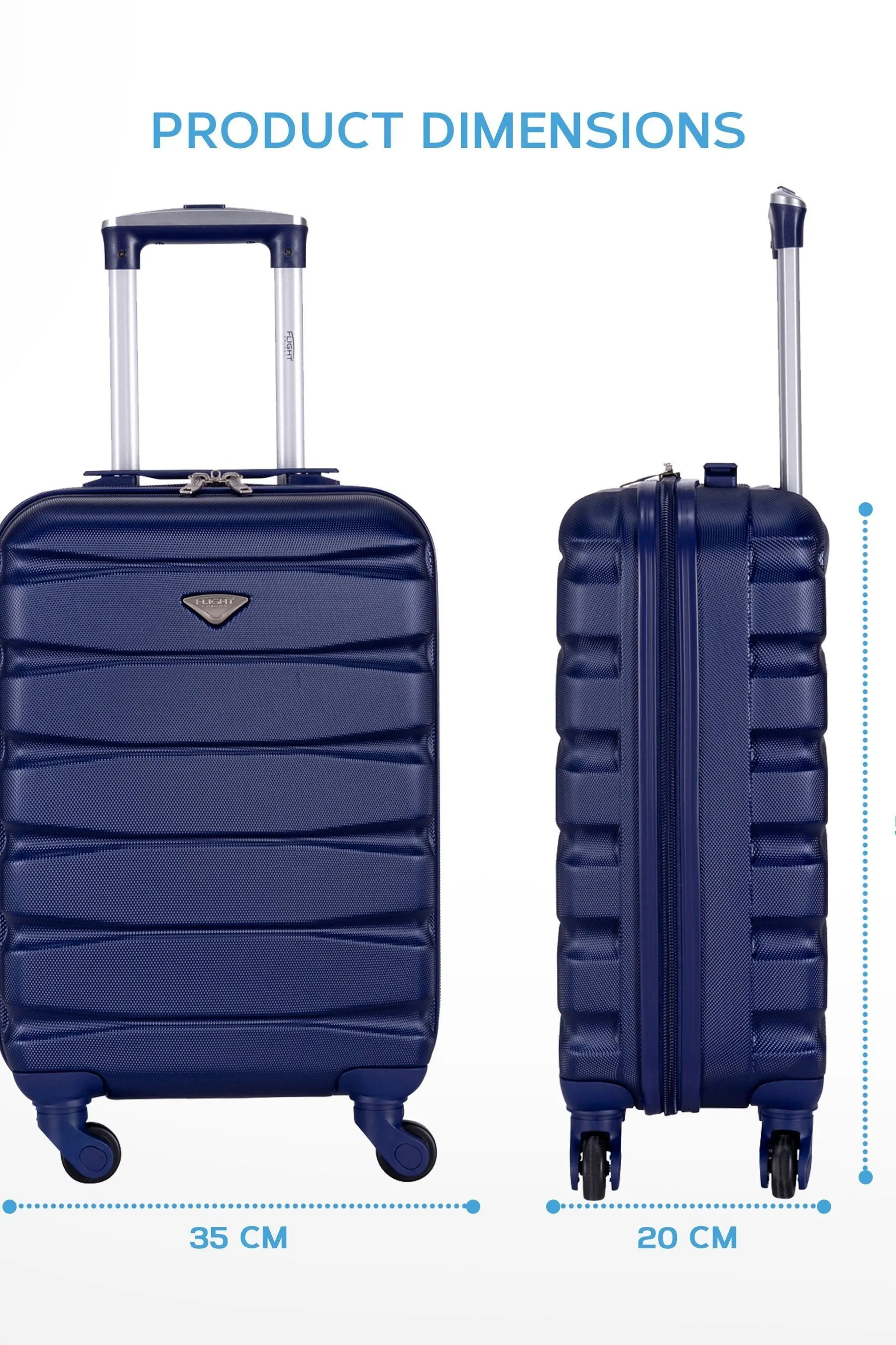 Flight Knight EasyJet Overhead 55x35x20cm Hard Shell Cabin Carry On Case Suitcase Set Of 2