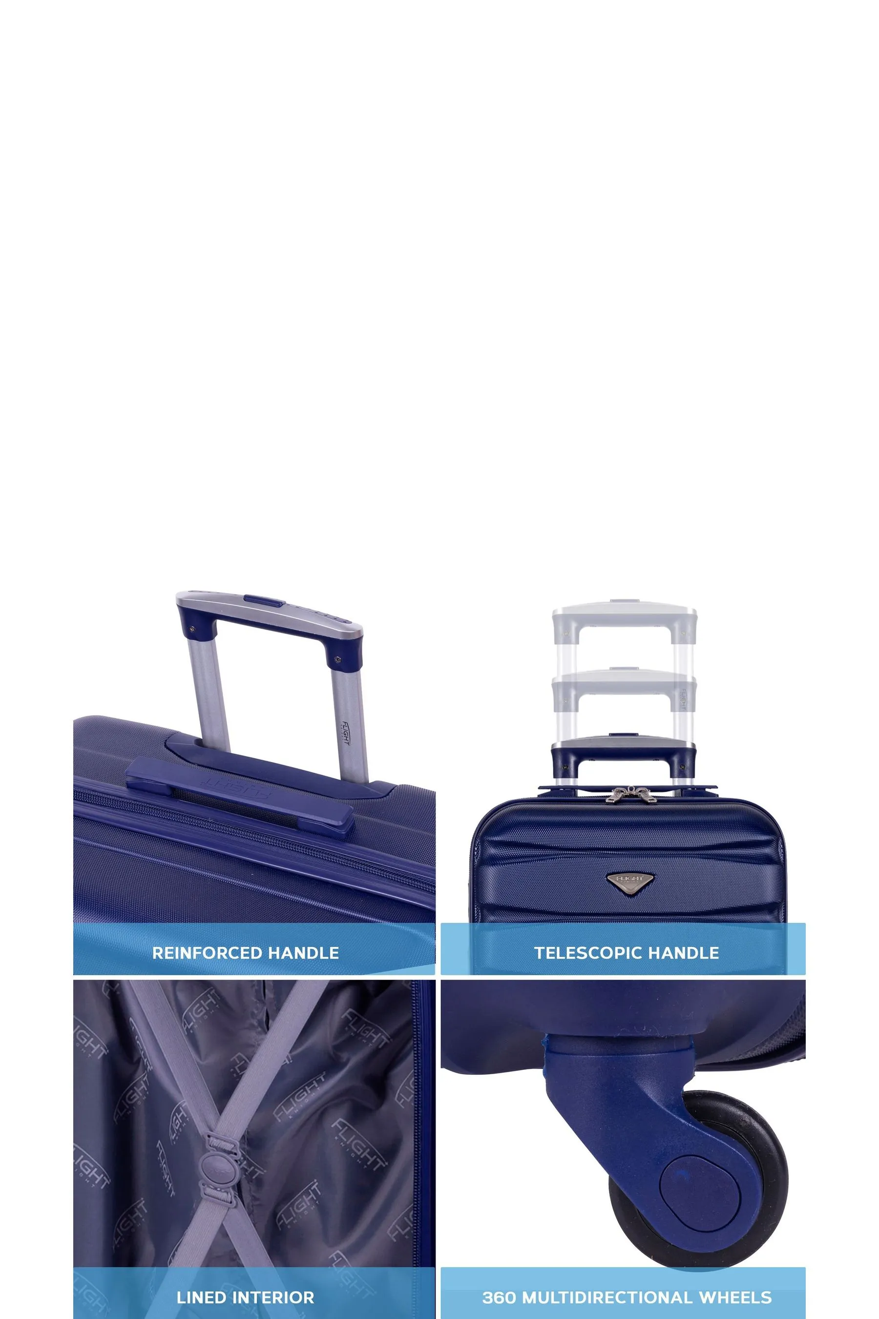Flight Knight EasyJet Overhead 55x35x20cm Hard Shell Cabin Carry On Case Suitcase Set Of 2