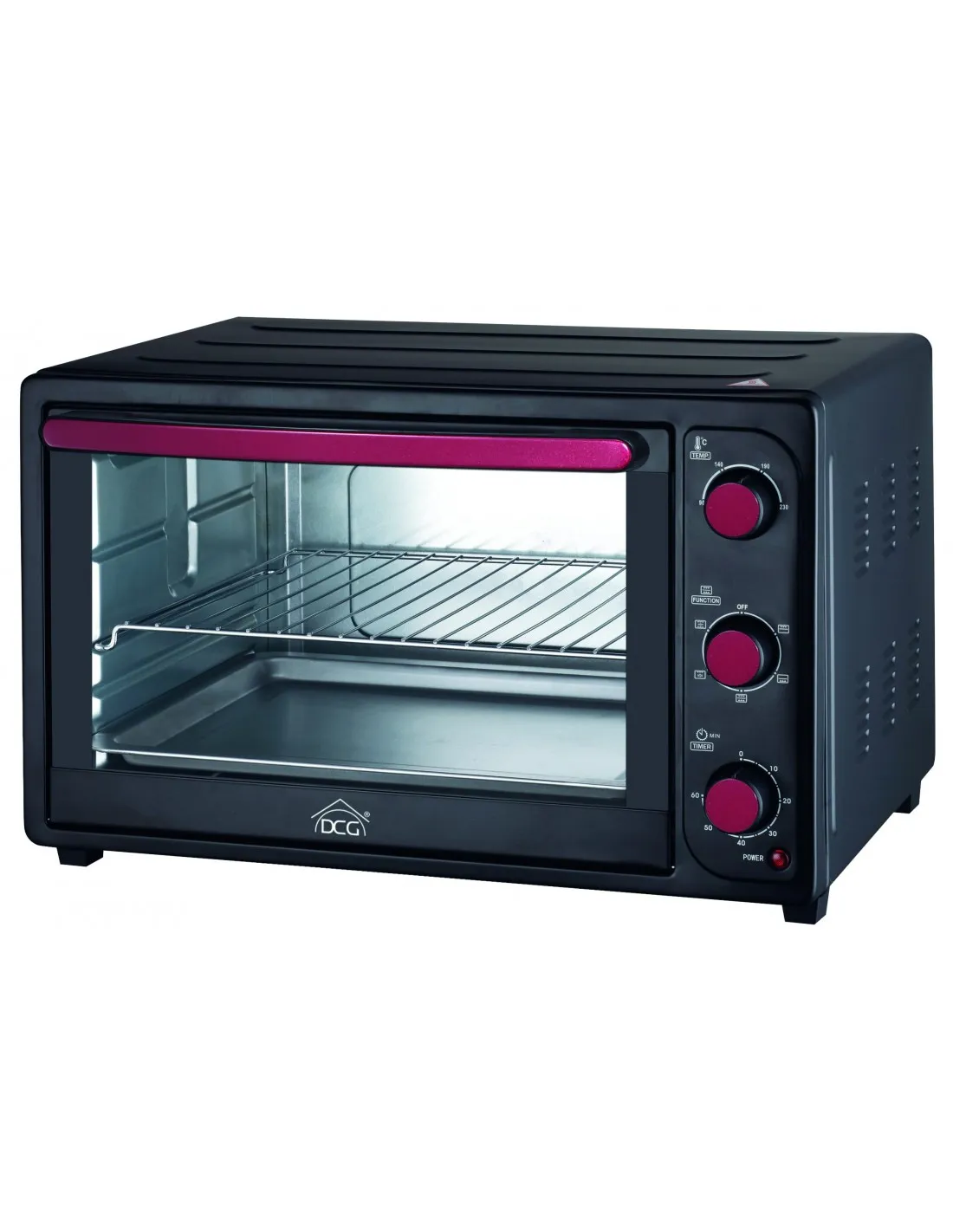 Forno elettrico ventilato 50 litri con Timer 60 minuti e Termostato regolabile 90-230°C DCG MB9850N, 5 Posizioni di cottura