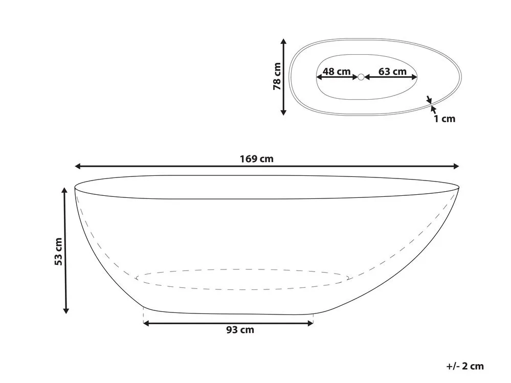Freestanding Bath 1690 x 780 mm Black BLANCARENA
