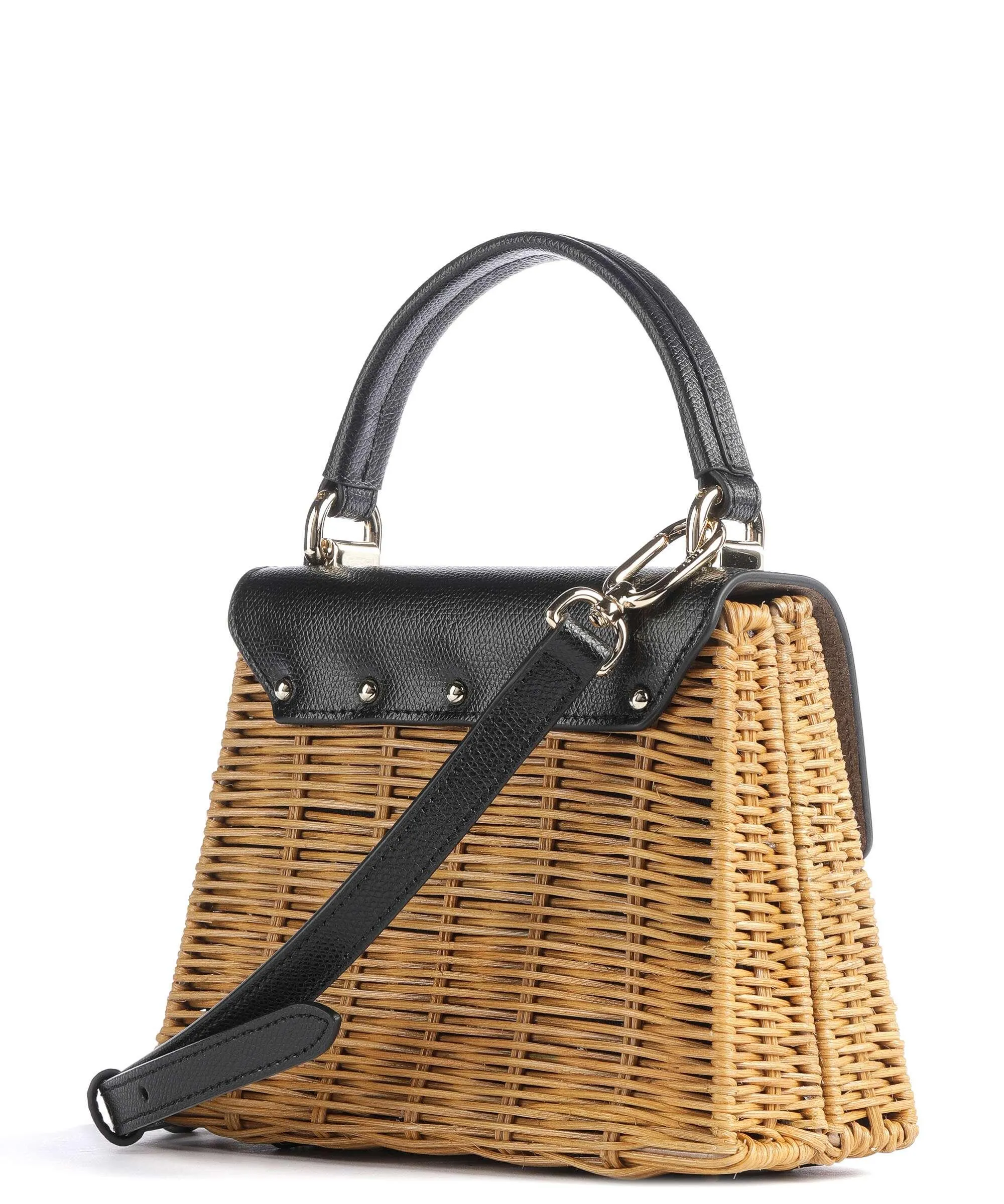  Furla 1927 Mini Borsa a tracolla rattan, pelle granulata nero  